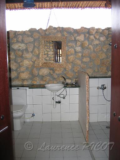sanitaire.JPG - douche et sanitaire partiellement ouverts sur l'extérieur